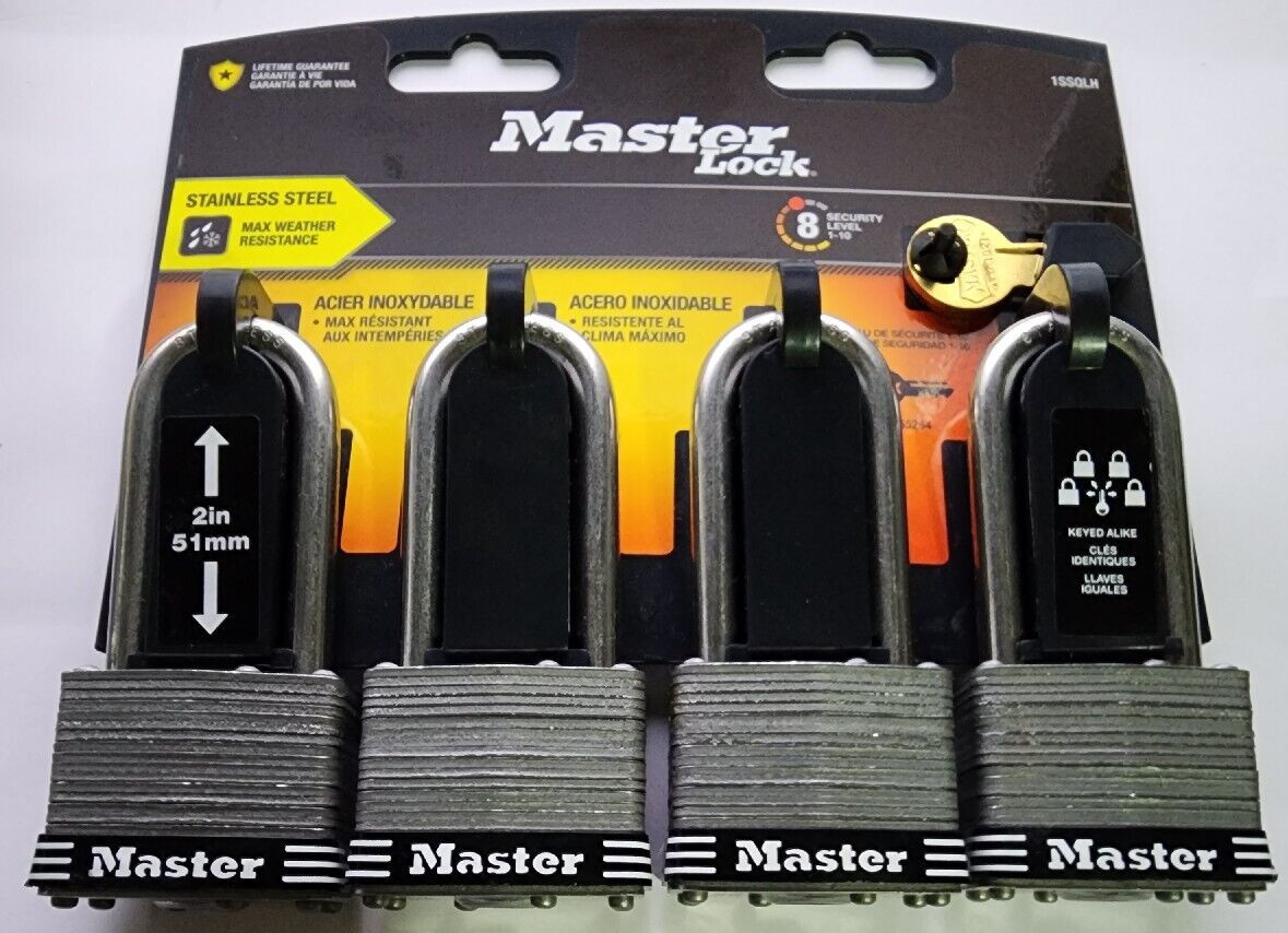Master Lock Stainless Steel Outdoor Padlock with Key, 1-3/4 in. Wide, 2 in. Shac