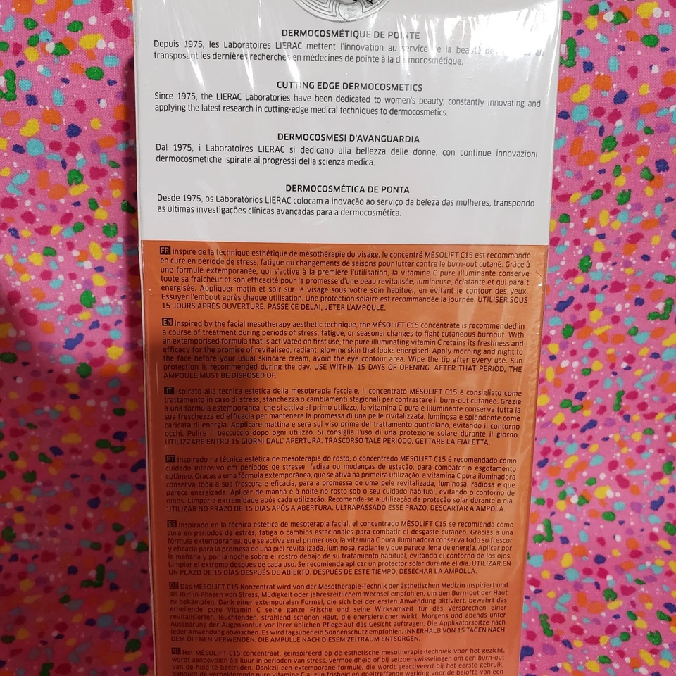 Lierac Paris MESOLIFT C15 Revitalizing Anti-Fatigue 15% Vitamin C 2x15ml Vials - Image 2 of 2