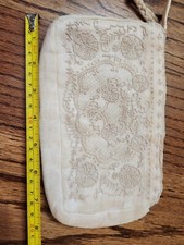 Vtg Beige Hand Embroidered Handbag Or Purse