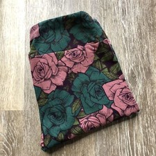 LULAROE Stretch Waist Mid Rise Green / Pink Floral Leggings Womens Size One Size