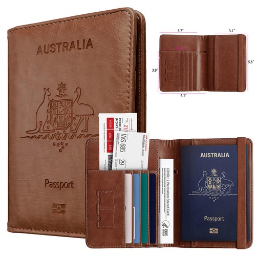 RFID Australia Passport Wallet Travel Leather Cards Holder Cover Case Women Men - Picture 4 of 102