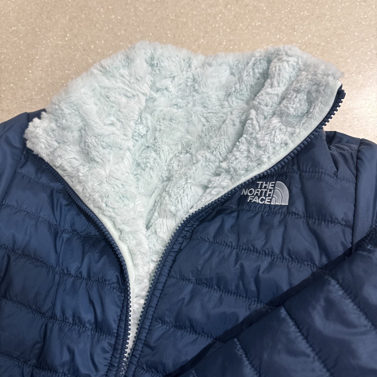 The North Face Jacket Womens Small Blue Reversible Puffer Fleece