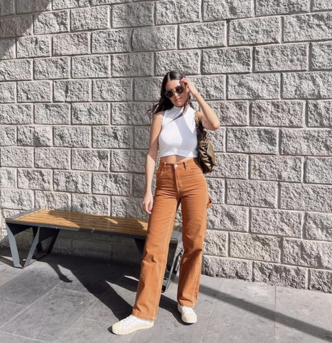 BERSHKA NEW WOMAN SS22 CAMEL TWILL 