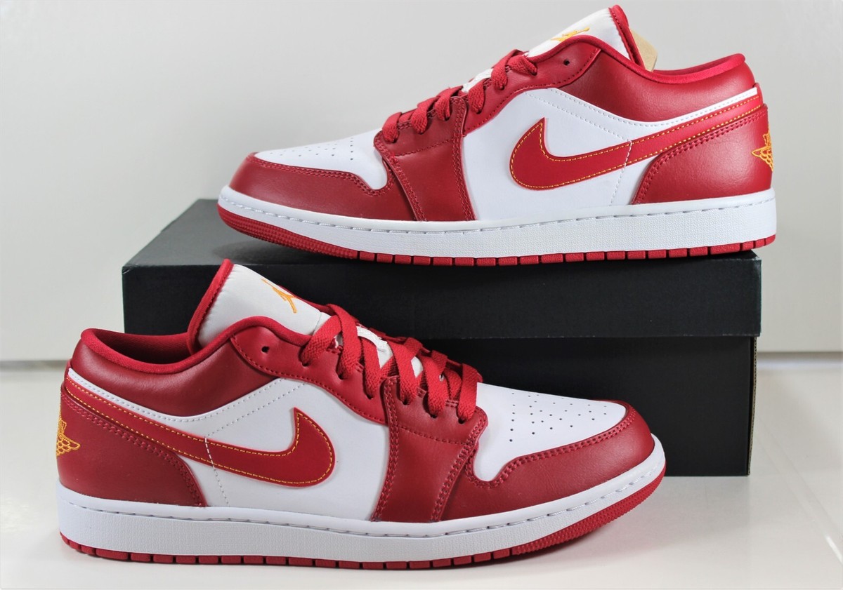 Nike Air Jordan 1 Low Cardinals Red Mens 11 Athletic Shoes Sneakers 553558-607 Nike Retro Air Jordan 1 Low Cardinal Red White Classic  main image 3