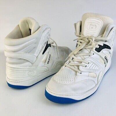 GUCCI Men's High-cut Sneakers Interlocking Leather White UK7 GUCCI Men's High-cut Sneakers Interlocking Leather White UK7