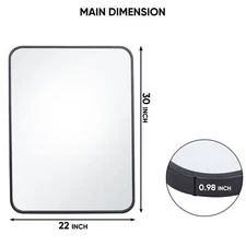 Black Rectangular Wall Mirror For Bathroom Bedroom Livingroom 22" x 30" 