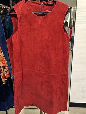 ZARA NEW WOMAN SUEDE LEATHER DRESS DARK RED MINI SLEEVELESS XS-L Ref.  2398/227 | eBay