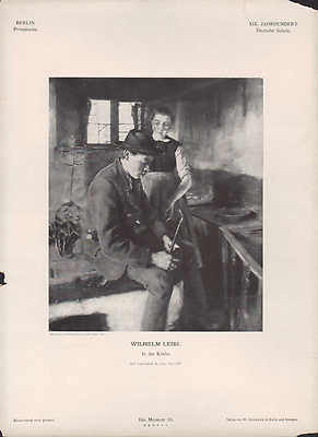 BERLIN, Lithografie: XIX. Jh Deutsche Schule, In der Küche. Wilhelm Leibl