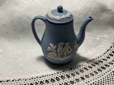 WEDGWOOD BLUE JASPER WARE MINIATURE COFFEE POT PERFECT FIRST QUALITY.