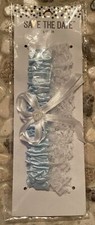 Darice "Save The Date" Blue Lace Garter Belt Pearl Heart Bow Accent NIP Bride