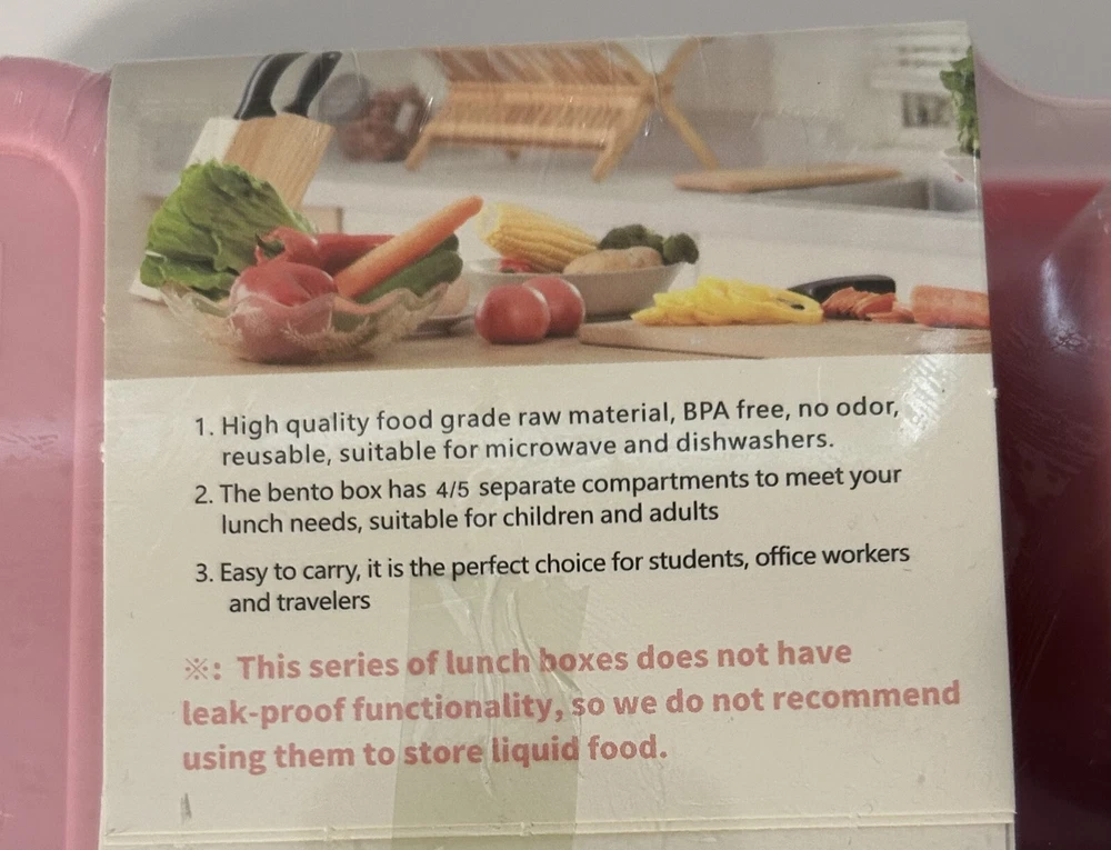 Bento Box Adult Lunch Box 4 Pack 5 Compartment Meal Prep Container Reusable