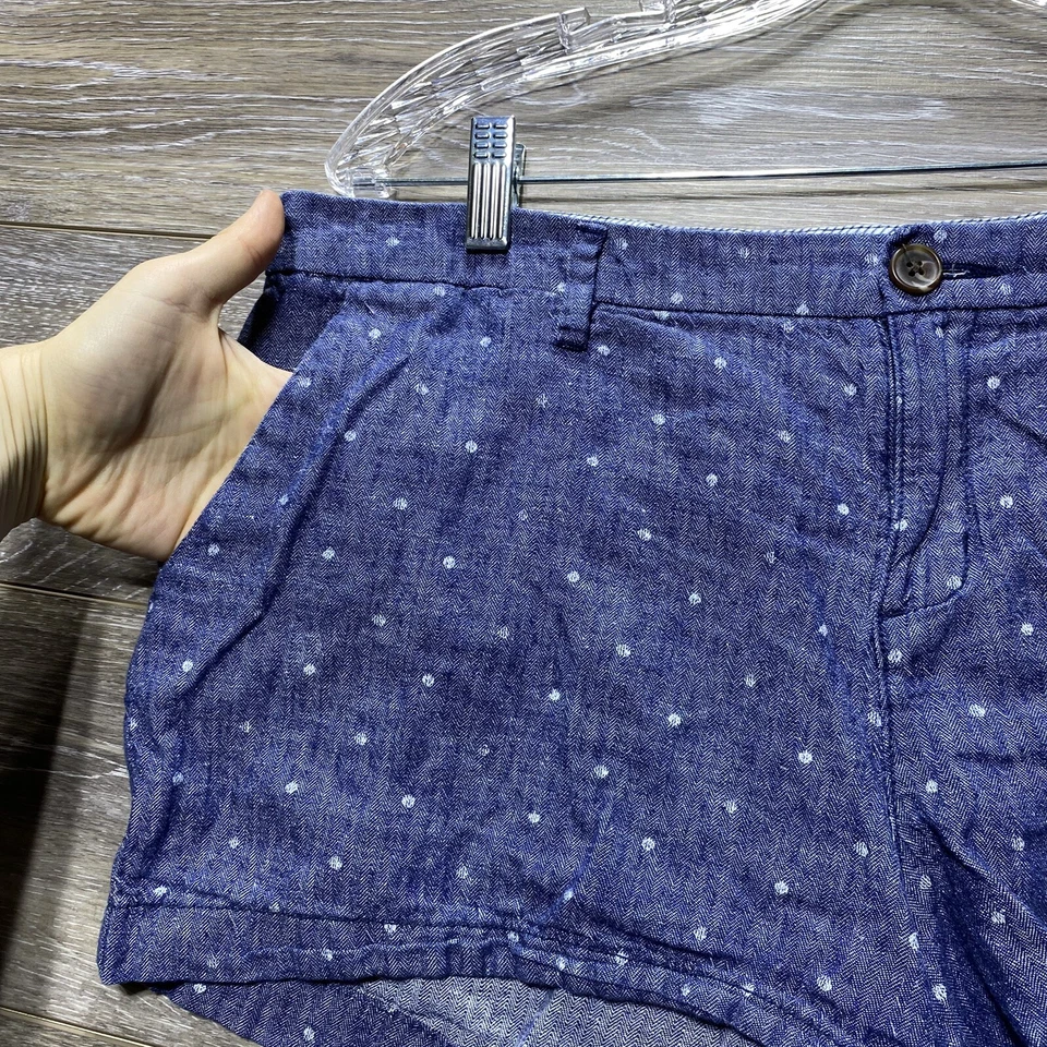 Pantalones Cortos Old Azul Marino Lino Talla 12 Mujer Azul Lunares Lino Bolsillos Todos los Días Foto 4 de 4