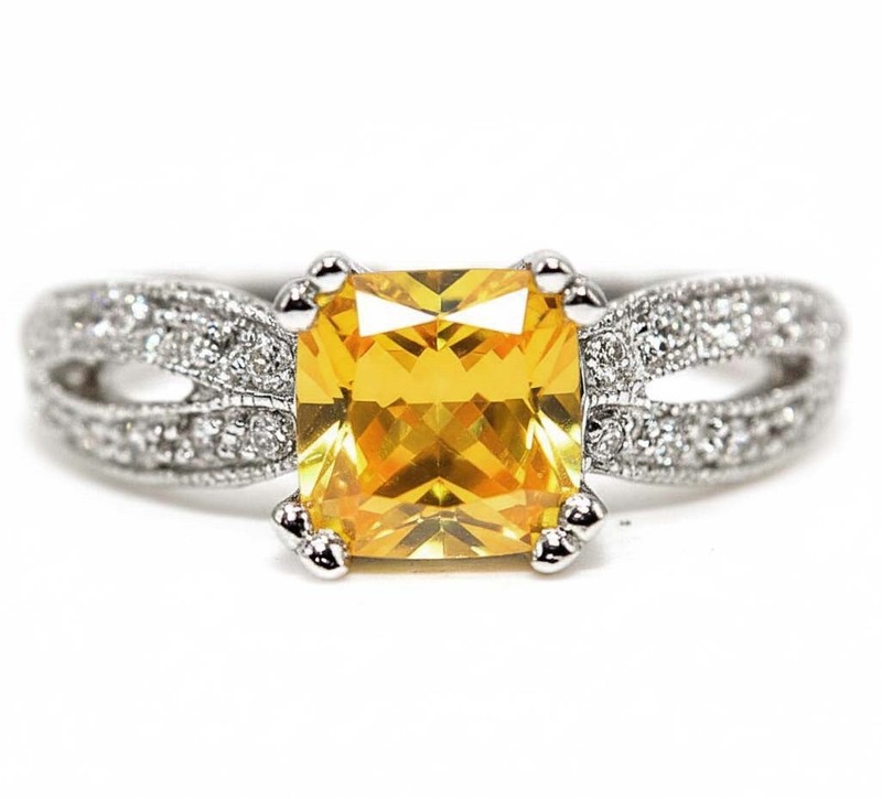 2CT Heat Treated Yellow Topaz 925 Solid Sterling Silver Ring Sz 6 