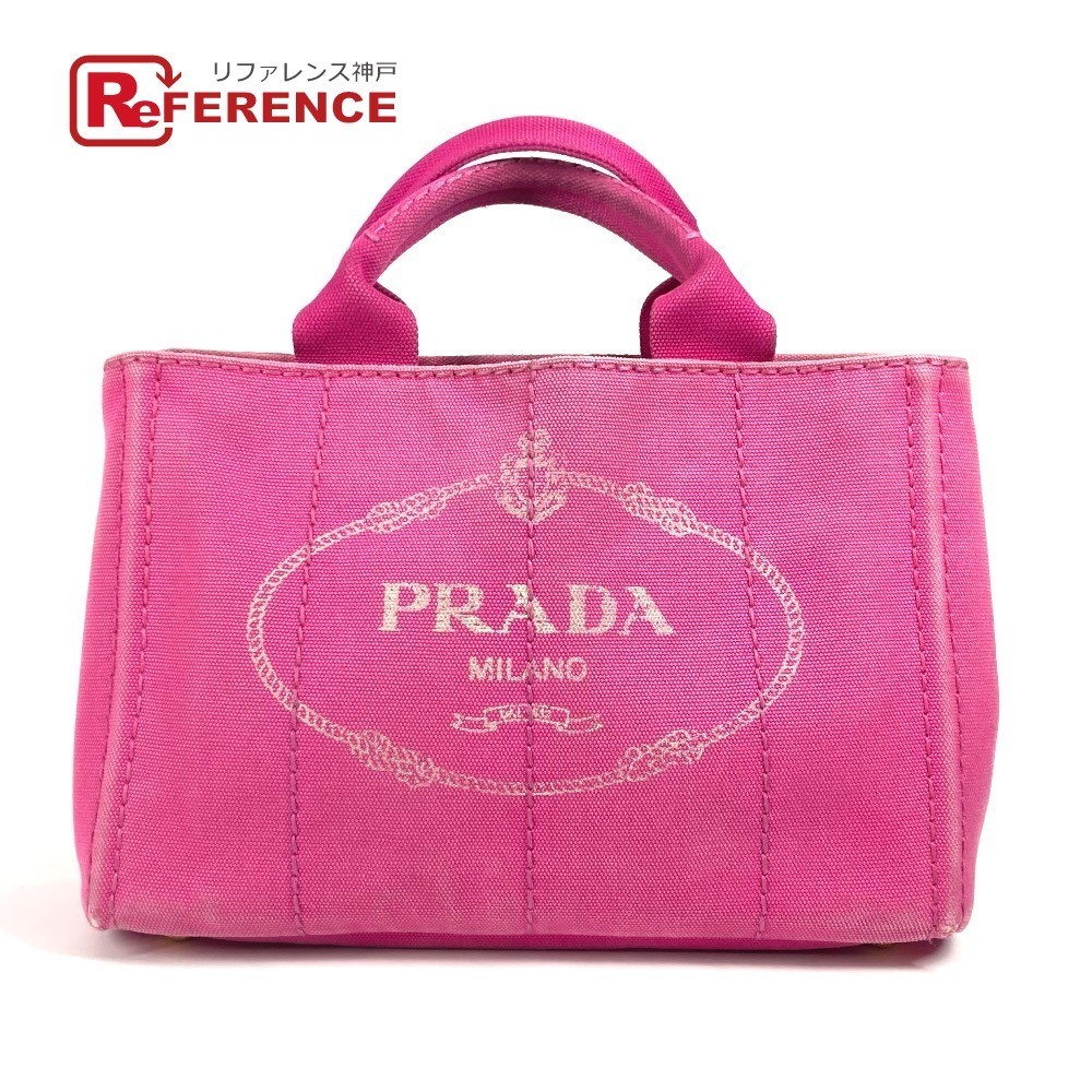 PRADA Canapa Logo Bag Tote Bag Handbag Pink Ladies Used from japan