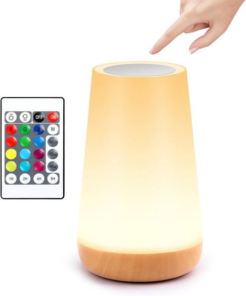 Jophek Led Nachttischlampe Kinder, 13 Farben Touch Control Dimmbar Nachtlicht,-image