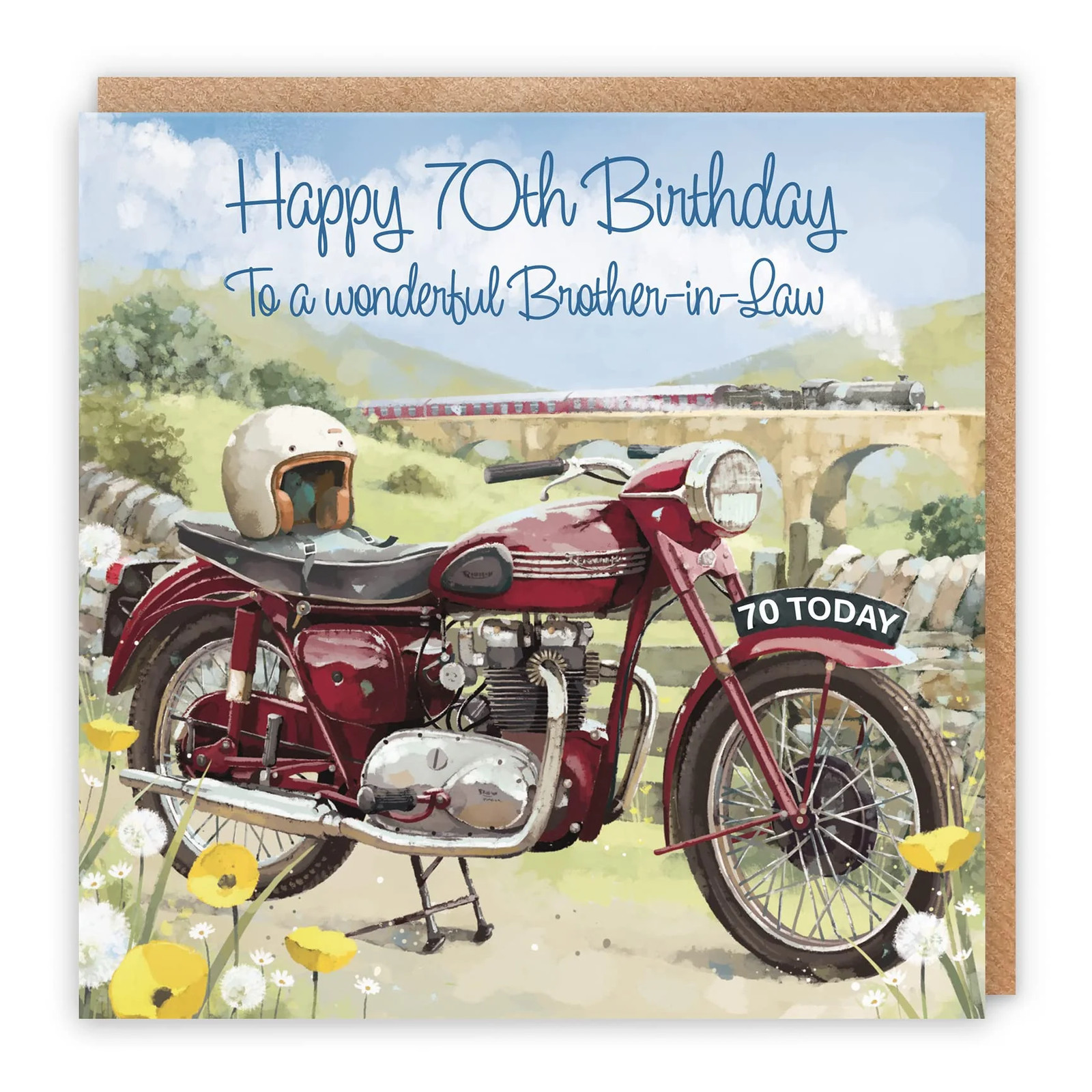 70th Brother-In-Law Birthday Card Vintage Motorbike Milo's Gallery