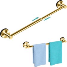 Gold No Drill Adjustable Stainless Suction Cup Towel Bar