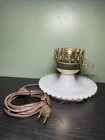 Vintage Hobnail Lamp Base Milk Glass WHITE Boudoir Bedroom Lamp Works