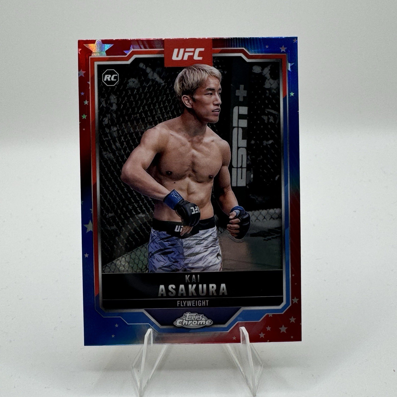 2025 Topps Chrome UFC - Kai Asakura #161 Red & Blue Refractor (RC)
