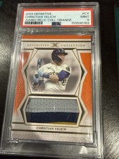 2025 Topps Definitive Christian Yelich Jumbo Relic Jersey /25 PSA 9