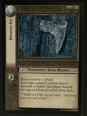 LOTR TCG Decipher Dwarven Axe Fellowship of the Ring 1C9 LP+