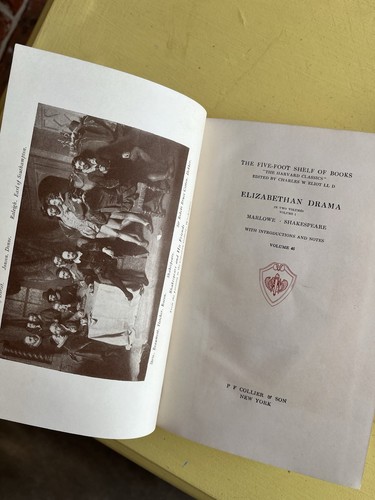 1910 Harvard Classics 5 Ft Shelf of Books Maroon #46 & #47 Elizabethan Drama 1&2 - Picture 7 of 10