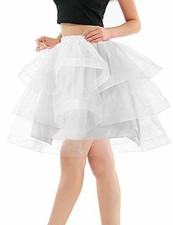 Women 3 Layer Cupcake Tutu Underskirt Midi Tulle Skirt for Princess Party Dance