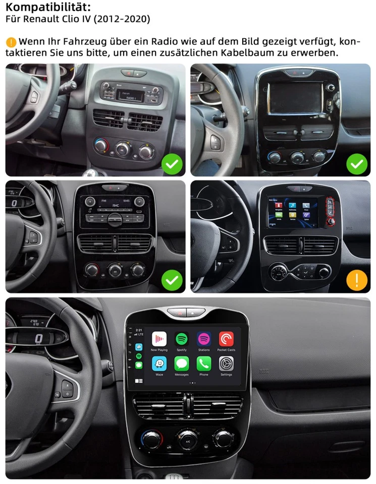 Für Renault Clio 4 DAB+ Android 15 Radio 8-Core 4+64GB CarPlay Navi WIFI RDS DSP - Bild 2 von 4