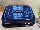Vintage Blue Speckled Enamel Roasting Pan w/ Lid Large Camp Farmhouse — photo 2