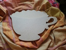 Wood Blank Tea Cup Design, MDF, 1/2" At Base, Unused