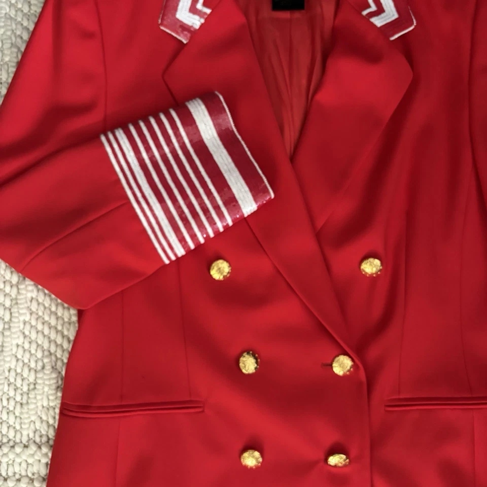 Chaqueta Blazer Pantalones Escada Margaretha Ley Lana Roja Alemania 42/44 Vintage 12/14 Foto 3 de 4