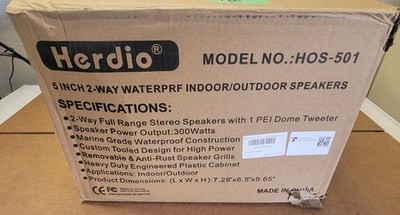 Herdio 4x 5.25'' Passive Indoor Outdoor Wall Mount Speakers Waterproof HOS-501