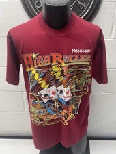 VTG 80’s MISSISSIPPI High Roller T-Shirt Large 4 Aces Casino Gambling Tee