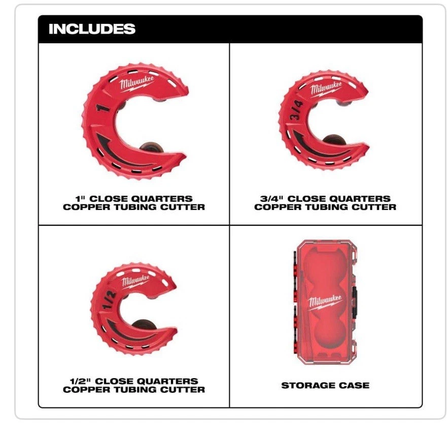 Milwaukee 48-22-4267 Close Quarters Copper Tubing Cutter (3-Piece Set) - Image 3 of 4