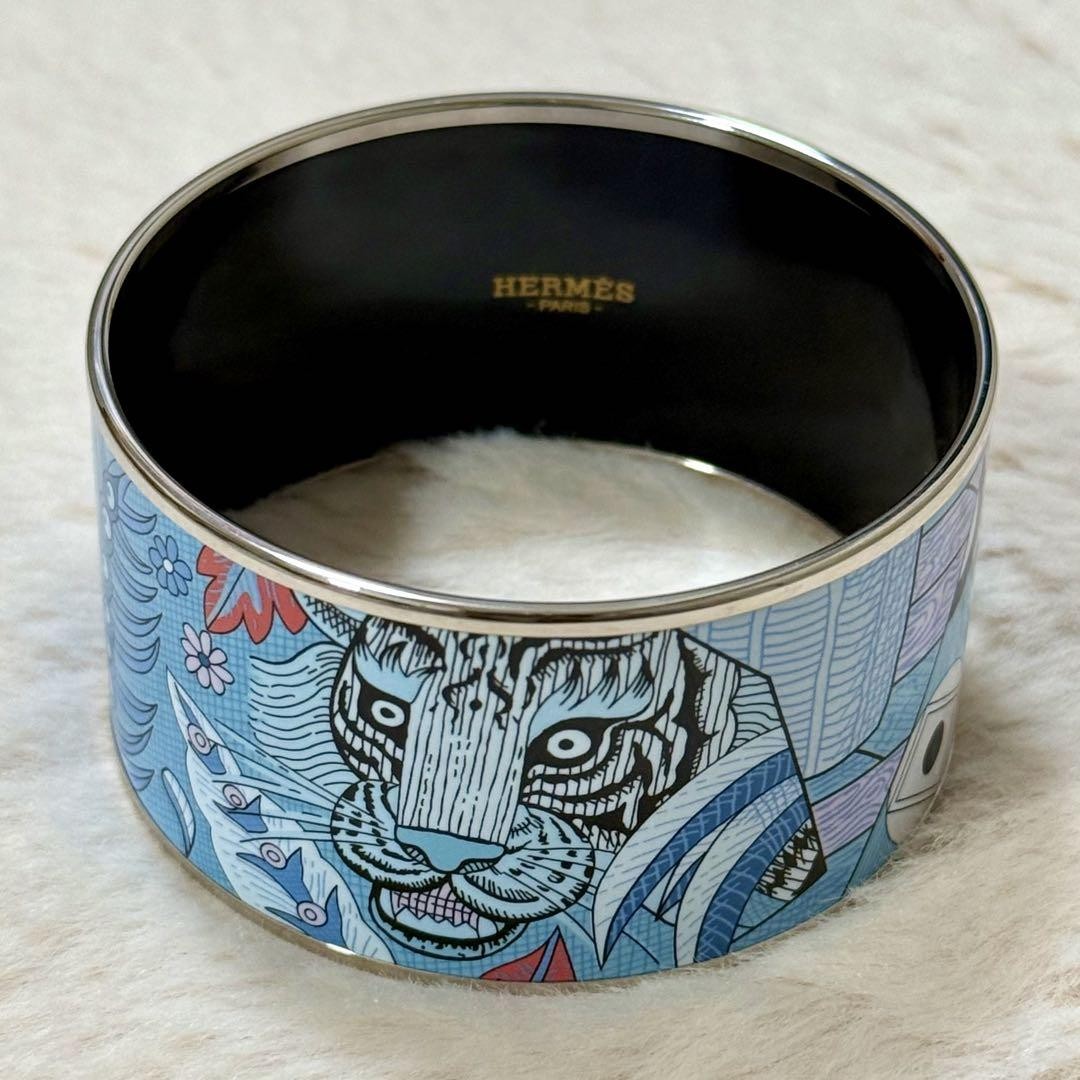 Hermes Tiger Bangle Bracelet with Tag 6.5cm Diameter 3.5cm Wide | eBay