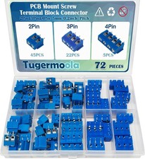 72PCS 5mm Pitch PCB Mount Screw Terminal Block Connector 2Pin 3Pin 4Pin Blue