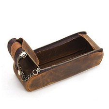 Genuine Leather Zipper Pen Pencil Case Bag Handmade Vintage Retro Creative Pouch