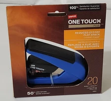 NEW Staples One-Touch Plus Stapler 20 Sheet Capacity Staples Flat Blue