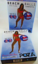 Lot of Two Sets of 2 New Poza Beach Pool Balls USA Flag Confetti Float 16x16"