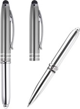 PATIKIL Ballpoint Pen with Stylus Tip and LED 1 Count Pack of 2 , Gray