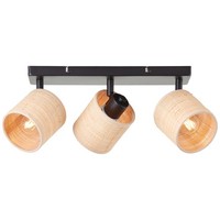 Brilliant Raffy Spotbalken 3Flg Natur/Schwarz, Metall/Seegras, 3X D45, E14, 28 W