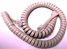 Tadiran Coral Phone Handset Cord DKT EKT Series Curly Coil 4p4c Ash 9Ft