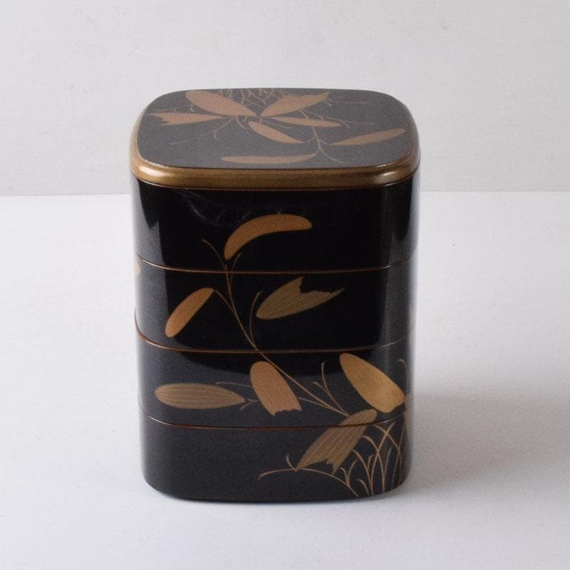 Jubako Bento Box Japanese Wajima lacquer lacquered grass makie fourtiered box wi