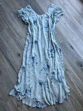 LoveShackFancy Sloane Celestial Blue Maxi Dress Silk Size Large Ruffles Floral