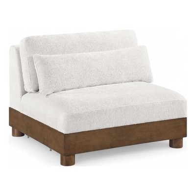 Meridian Furniture Turin Cream Chenille Fabric Upholstered Modular Armless Chair