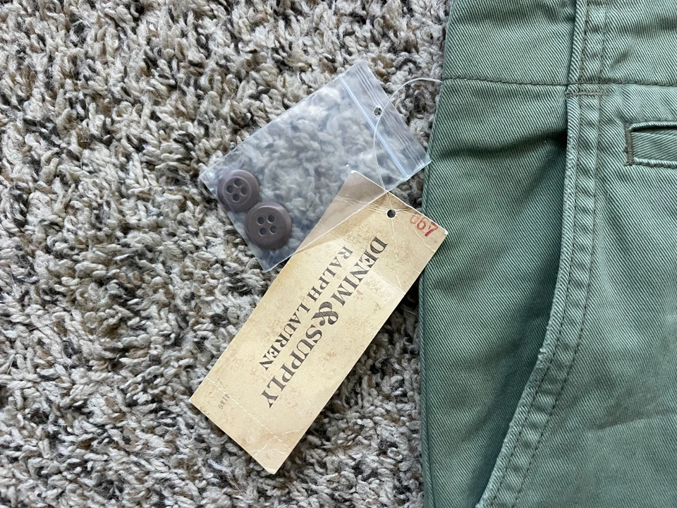 Denim Supply Ralph Lauren Shorts Mens 34 Green Slim 10" Chino Casual NEW - Image 4 of 4