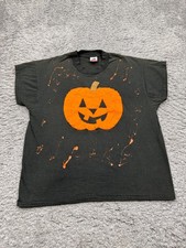Vtg Halloween Shirt Women Large Black Graphic Pumpkin Jacqueline Made In USA