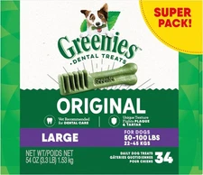 Greenies Original Large Dental Dog Treats 54 oz (34 Count) Fresh Dental Chews