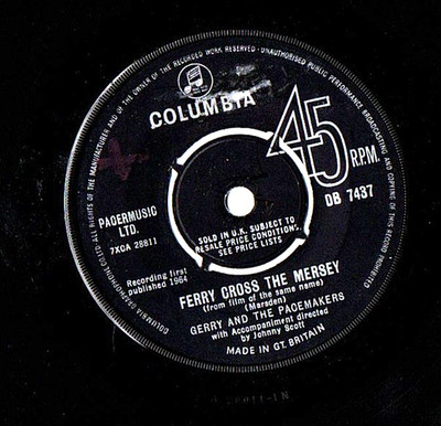   Gerry & Pacemakers ~ Ferry Cross The Mersey   1964 Vinyl 7'' Single   VG+