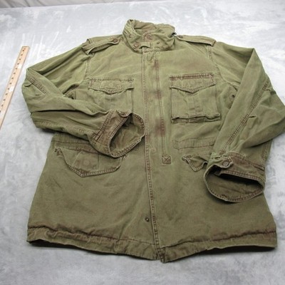 Avirex Field Jacket Mens Large Green Canvas Military M-51 Pockets